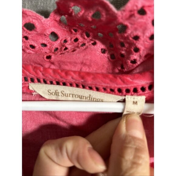 Soft Surroundings Deidre Womens Eyelet Tunic Top Size M Floral Embroidered Boho - Picture 2 of 6